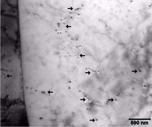 Figure (5-7): A bright field TEM image of a thin foil prepared from the edge of Slab A