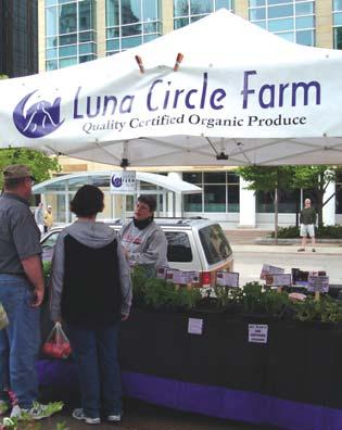 Photo courtesy of Marcus Hasheider Luna Circle s stand at the Dane County Farmers Market features vegetables, herbs, and certifi ed organic vegetable plants. PROFILE Luna Circle Farm Tricia Bross www.
