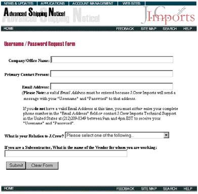 J.Crew Group, Inc. Page 3 Section 2 - Accessing the ASN / Packing List System Click on the Packing List! System Link.