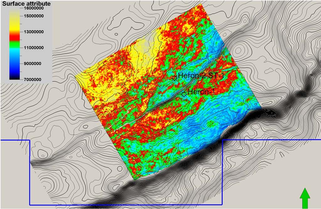 Testing ~5 Tcf raw gas potential 3D seismic inversion studies to model porosity distribution and predict sweet spots Heron and Blackwood fractured reservoirs can be highly productive Resource size