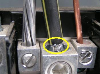 4. Breaker Condition Wire strands are cut too deep Materials: 150 amp main 5.