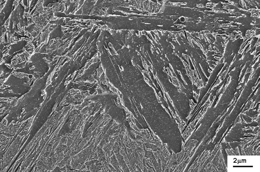 Figure 9 Tempered Coalesced Bainite shown with FEGSEM in weld metal contain 0.