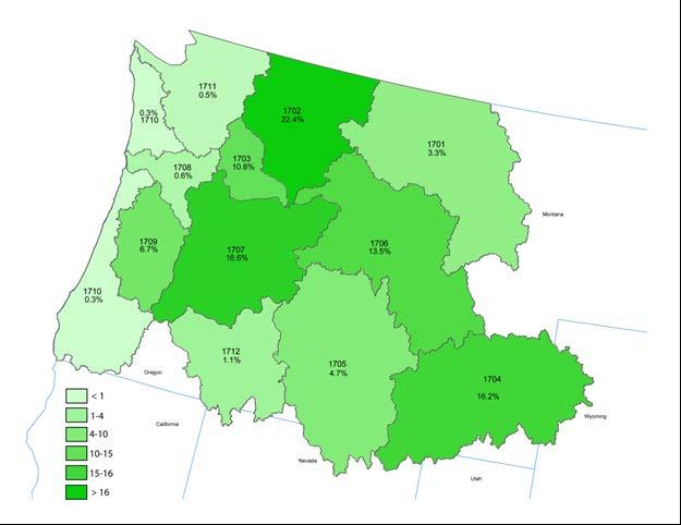 Landuse distribution in the PNWB (%) 3 2 9 2 39 45 Pacific Northwest Basin Drainage Area: 7,18,45 km 2 9% - Cropland Area Metropolitan Cities: Seattle, Portland, Spokane, Boise, etc Cropland Wetland