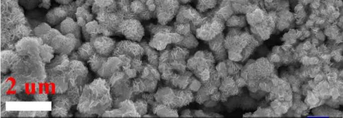 4 Characterization The detailed morphology and microstructure of the as-prepared MoS 2 microspheres and MoS 2 after electrochemical reactions were determined by field-emission scanning electron