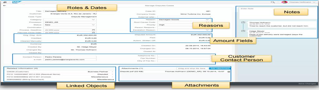 Dispute Management in S/4HANA Simplified UI Automatic, self-service creation of dispute cases Dispute case