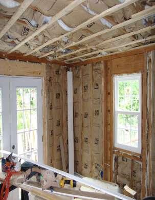 No indentations or gaps. Insulation is cut-to-fit around plumbing and wiring.