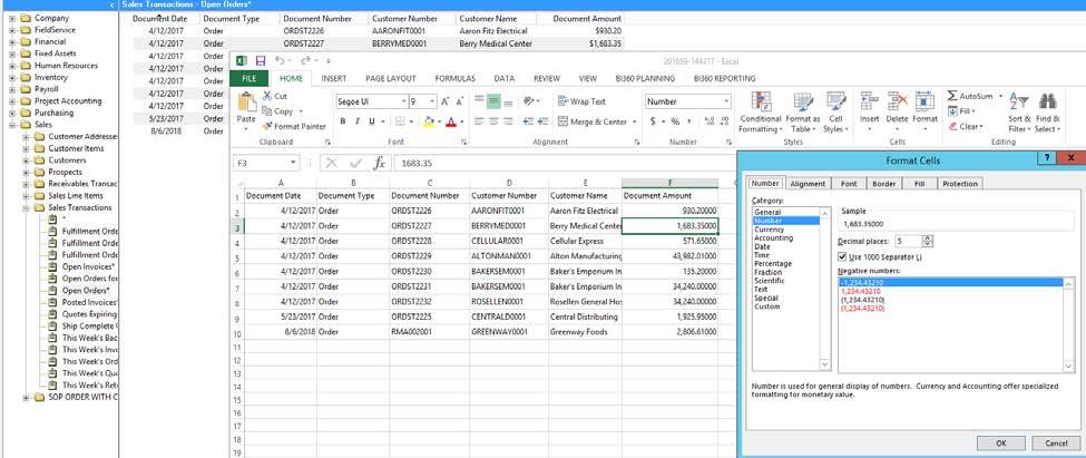 4. SmartList to Excel Numbers are Formatted as Numbers!