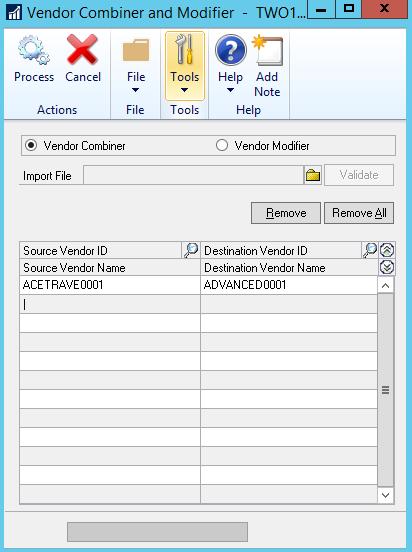 Vendor Combiner and Modifier Purchasing Page UTILITIES-VENDOR COMBINER AND MODIFIER The Vendor Combiner and