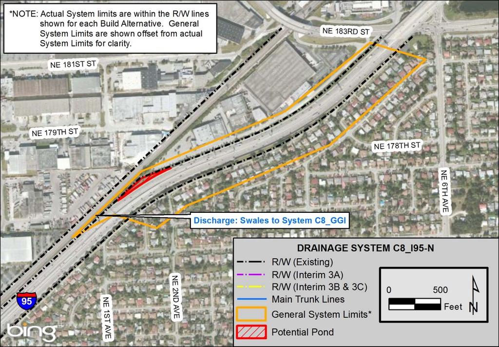 4.5 System C8_I95-N 4.5.1 Existing Condition System C8_I95-N spans from just south of NE 1 st Avenue to NE 183 rd Street (Miami Gardens Drive).