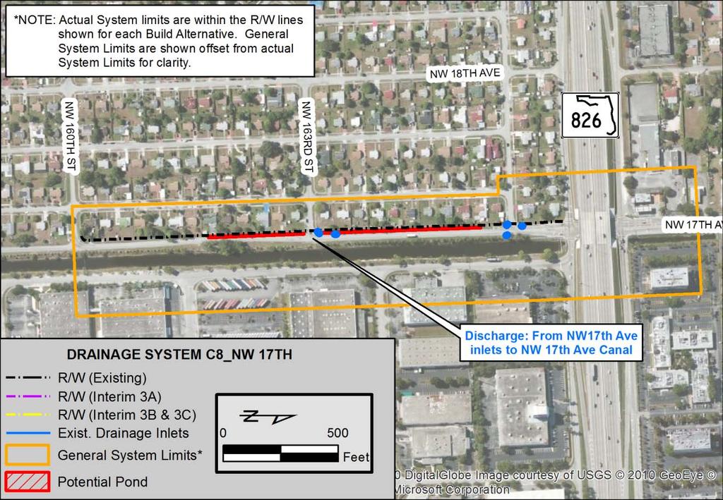 roadway R/W. Furthermore, the use of exfiltration trench in this system is discouraged by FDEP because it is within the 1-mile buffer of the Anodyne contamination plume.