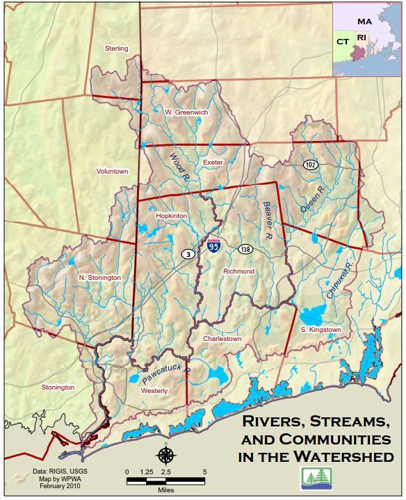 Wood-Pawcatuck Watershed 300 square miles in RI and CT Major portions of 11