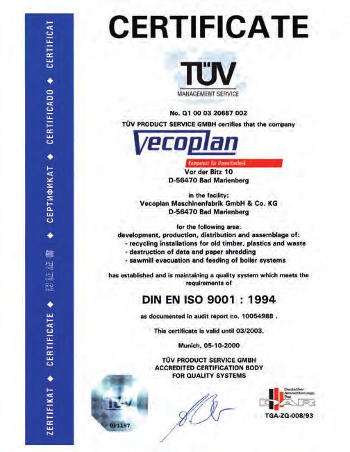 State of the Art Design Engineering and Production Vecoplan takes great pride in offering our customers over 30 years experience in innovative product design, engineering and production.