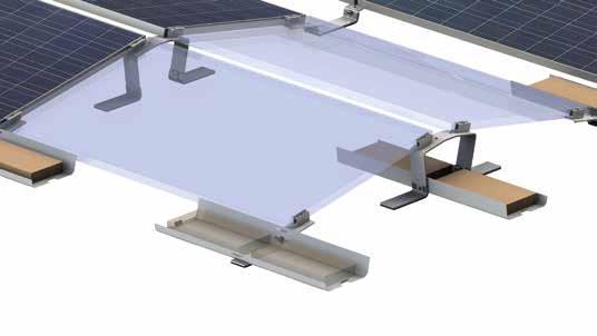 The ballast tray is also used when the point load for the roof membrane is too low. Thus, the weight is distributed evenly over the module length.