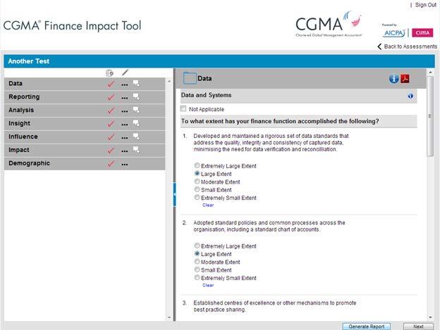 TO ASSESSMENT REPORT Once all the assessment questions have been completed, the generate report button will be enabled in the bottom right corner of the screen. 1.