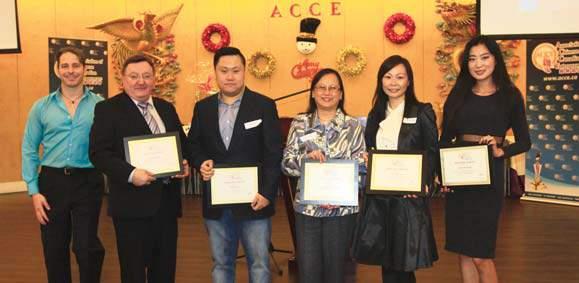 ACCE President with dignitaries: (Front row from left): Kathy Chan, Director of Hong Kong Economic and Trade Office (Toronto); The Honourable Michael Chan, Ontario