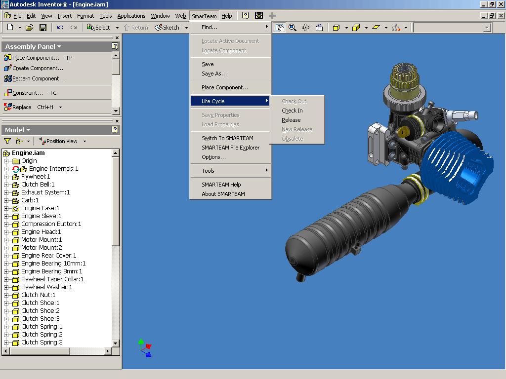 User Services SMARTEAM - IN Integration To bring rich, seamlessly integrated PDM functionality to Autodesk Inventor users through intuitive access to SMARTEAM menus, from within the familiar Inventor