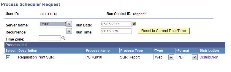 Reports Requisition Print & Process Monitor Step 1: