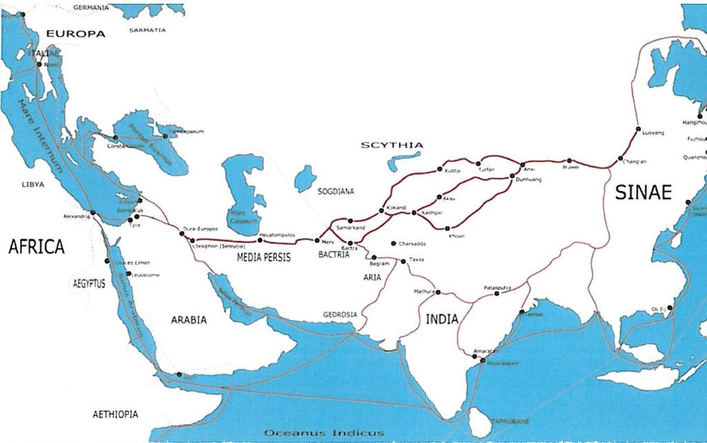 Multiple links are connected North Central South Silk Road