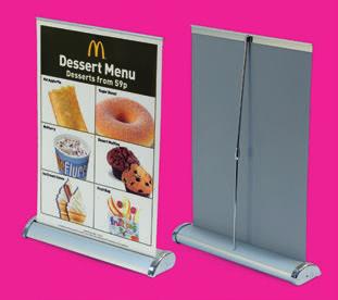 Mini pull up banners The baby brother to our popular pull up stands,