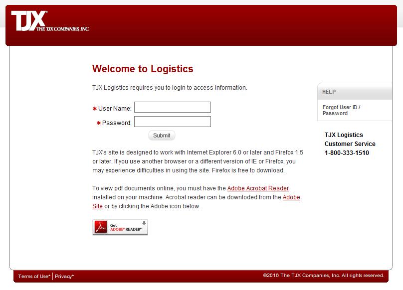 VI. How to Log In to TJX E-Routing 1) Open your Internet Browser 2) Type http://www.tjxlogistics.com in the address bar in Internet Browser and hit enter.