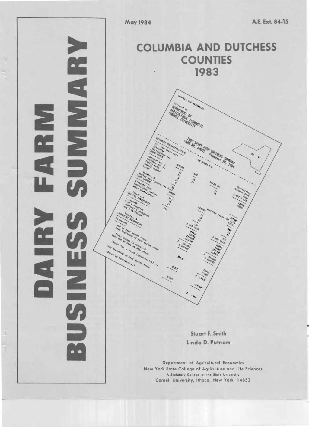May 1984 A.E. Ext. 84-15 COLUMBIA AND DU CHESS COUNTIES 1983 III Stuart F. Smith Linda D.