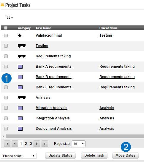 7. List of Tasks The list of tasks is a customisable and dynamic report on the tasks that comprise the project.
