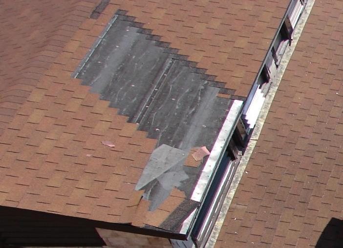 of the roof system Missing tiles, shingles, or membrane cover that expose roof deck Heavy