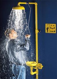 Safety Shower A safety shower is a device that washes an individual who has come into contact with hazardous chemicals.