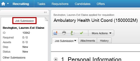 4. The Job Submission text in the top left indicates this is job specific, NOT the candidate s General