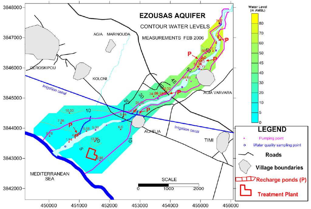 Artificial Recharge of the Ezousa River Alluvial Aquifer Disinfected tertiary treated water, is being used for artificially recharging an aquifer with low quality water (natural high sulphate and