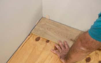 Installing the first row: Measure the room at right angle to the direction of the planks. Planks in the final row should be at least 1/3 the width of a plank.