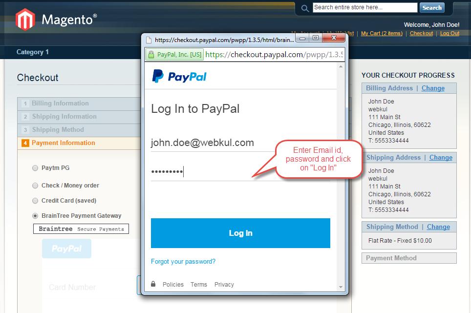 After entering valid id, password and agree with PayPal terms and
