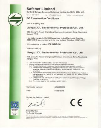 Typical Certifications Owned by JDL ISO 9000 ISO 14000 EC EXAMINATION CERTIFICATE Typical