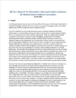 Committee Data and Analytics Solutions for Medical Device Evidence Generation RFI Call