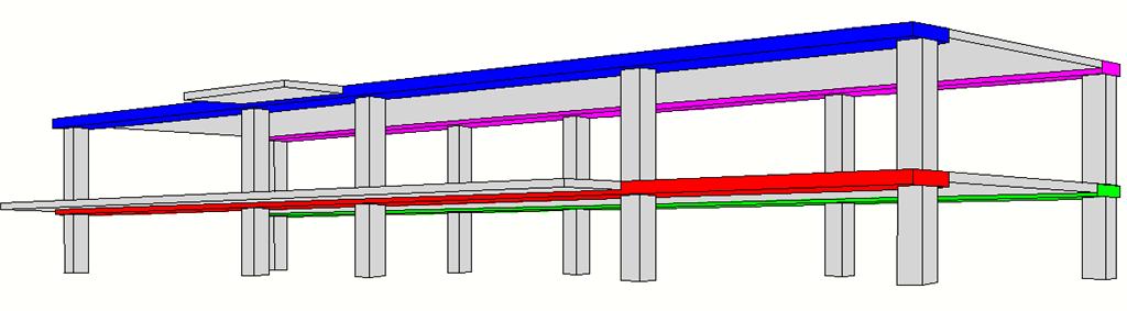 Figure 19: Isometric View of Column The finalized design of the beams resulted in 18 deep beams supporting the first floor, located in red and green, and 20 deep beams supporting the roof terrace,