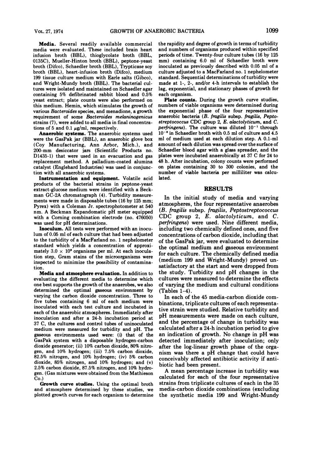 VOL. 27, 1974 Media. Several readily available commercial media were evaluated.