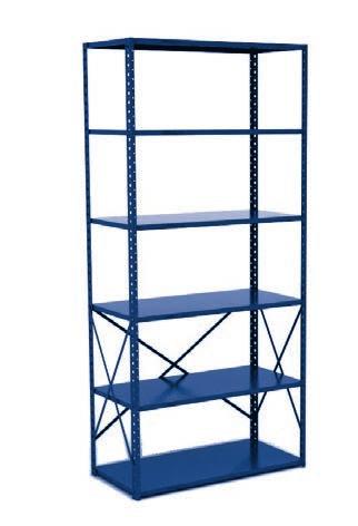 OPEN TYPE UNITS Borroughs flexible, open-type shelving consists of posts, shelves and sway braces for added stability.