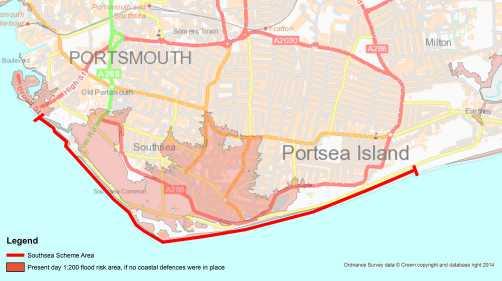 Southsea scheme area The scheme covers 2.8 miles (4.5km) of coastal defences from the Royal Garrison Church to the Royal Marines Museum. Have your say.