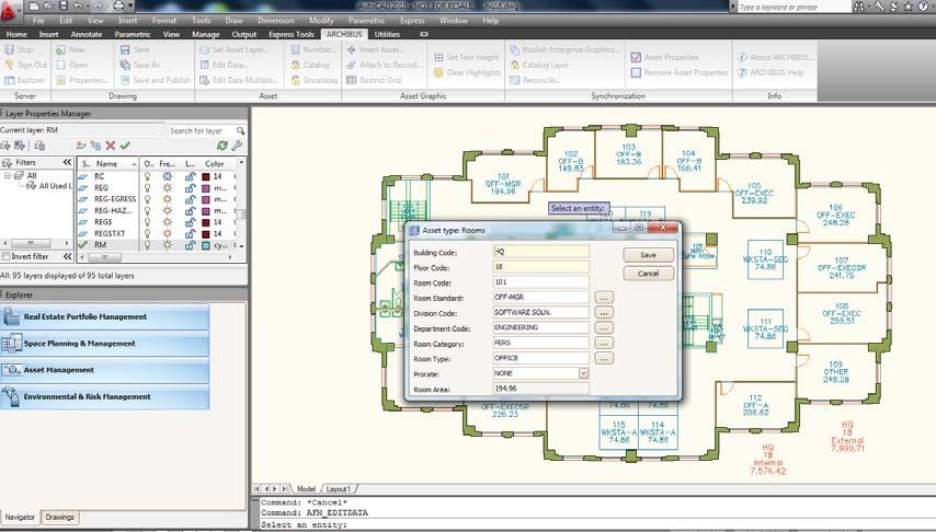 buildings efficiently Highlight rooms by availability and type, overlay space data on AutoCAD drawings, so planners can