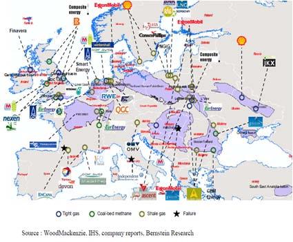 Competition in Europe on shale gas In Europe, competitors are mainly focusing