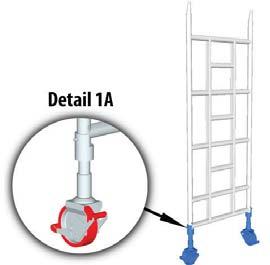 Do not extend castor jacks more than is necessary to level the tower. Adjustable swivel base jacks are available for use on stepped, steeply sloped or soft ground conditions. 4.