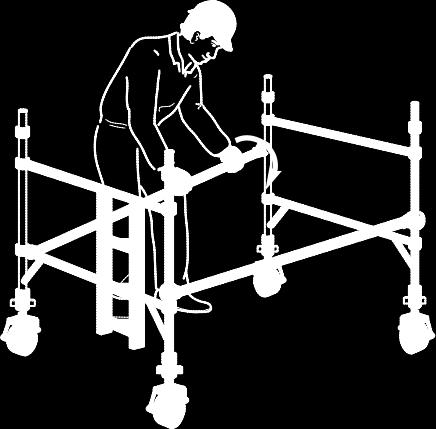 Climb the ladder and, from the protected trapdoor position, fit guardrails on the th and th rungs (in that order) on both sides of the platform.