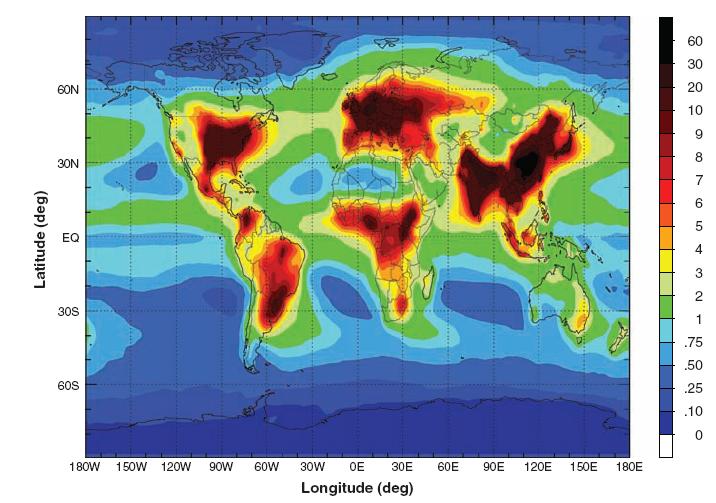 Atmospheric nitrogen deposition in 2000 (kg N ha -1 yr -1 ) Latitude (deg) 2. Increased atmospheric deposition of reactive nitrogen has changed the nutrient status of lakes!