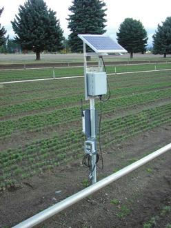 Solar panel Temperature sensor Gel cell battery voltage regulator Radio modem HOBO micro weather station Soil moisture sensor Figure 2