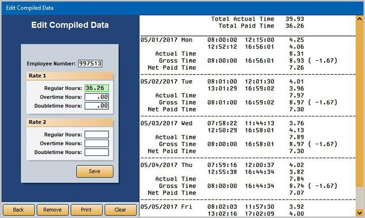 Autosoft DMS Dealership Payroll Editing the Compiled Data Once you compile the time clock data, you can edit the data as needed.