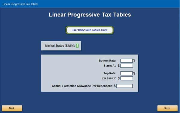 Autosoft DMS Dealership Payroll Linear Progression Use this button to create linear progressive tax tables (Canada).
