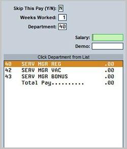Chapter 3 Enter Employee Pay Entering Pay for an Employee Again, most of the information will automatically populate the screen. 1. From the Dealership Payroll menu, click Enter Employee Pay.