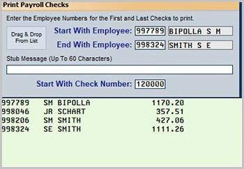 Autosoft DMS Dealership Payroll 4. The left side of the screen displays a list of the employees who have checks in the payroll.