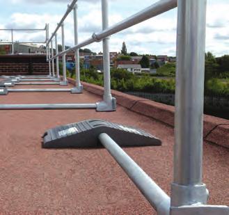 6 m) from the roof edge, the employer must ensure each employee is protected from falling by a guardrail system, safety net system, travel restraint system, or personal fall arrest system.