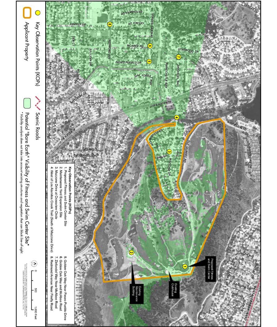 Figure 5: Site Visibility and Locations of Key Observation Points In addition, the recontouring of the driving range using excess fill from construction of the fitness and swim facilities would